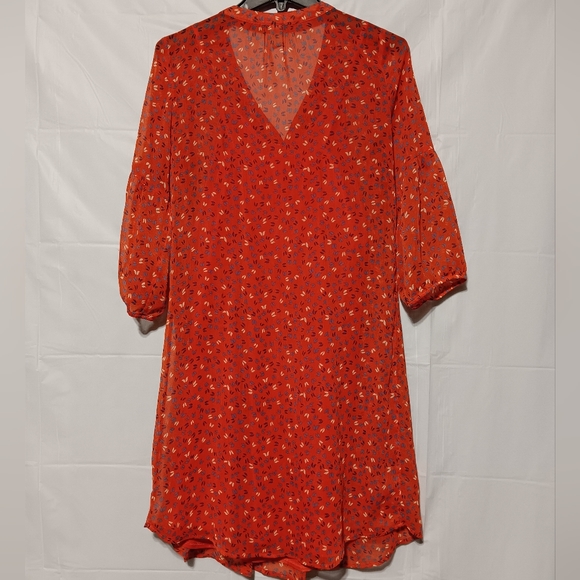 Old Navy EUC Women's Dress, Small, Red Orange Floral, Fully Lined, Bell Sleeve - Picture 8 of 8